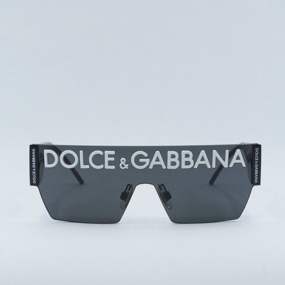Dolce & Gabbana DG2233 01/87 Sunglasses Black Shield Frame, Grey Lenses main image 12